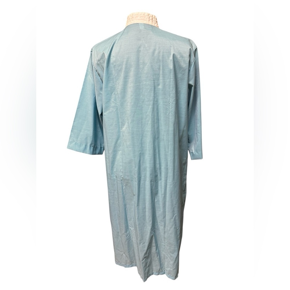1960s Vintage Jodie Arden Kimono House Dress Embroidered Blue X-Large - Picture 3 of 10